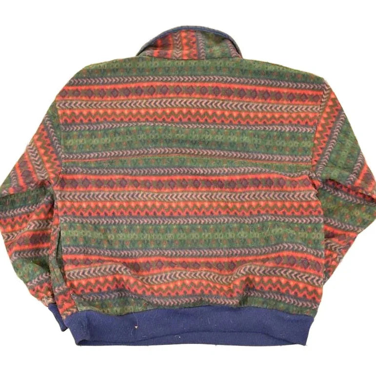Vintage 1990s Arctic Image AOP Aztec Fleece Quarter Button Outdoorsman Sweater Mens L from propervintagecanada