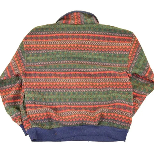 Vintage 1990s Arctic Image AOP Aztec Fleece Quarter Button Outdoorsman Sweater Mens L from propervintagecanada