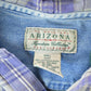 Vintage 1990s Arizona Plaid Denim Hoodie Made In USA Men's Large from propervintagecanada