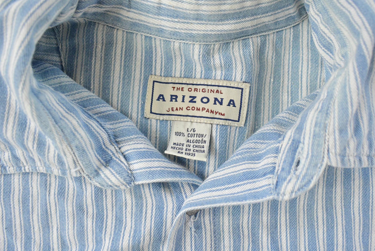 Vintage 1990s Arizona Striped Button Up Shirt Men's L from propervintagecanada