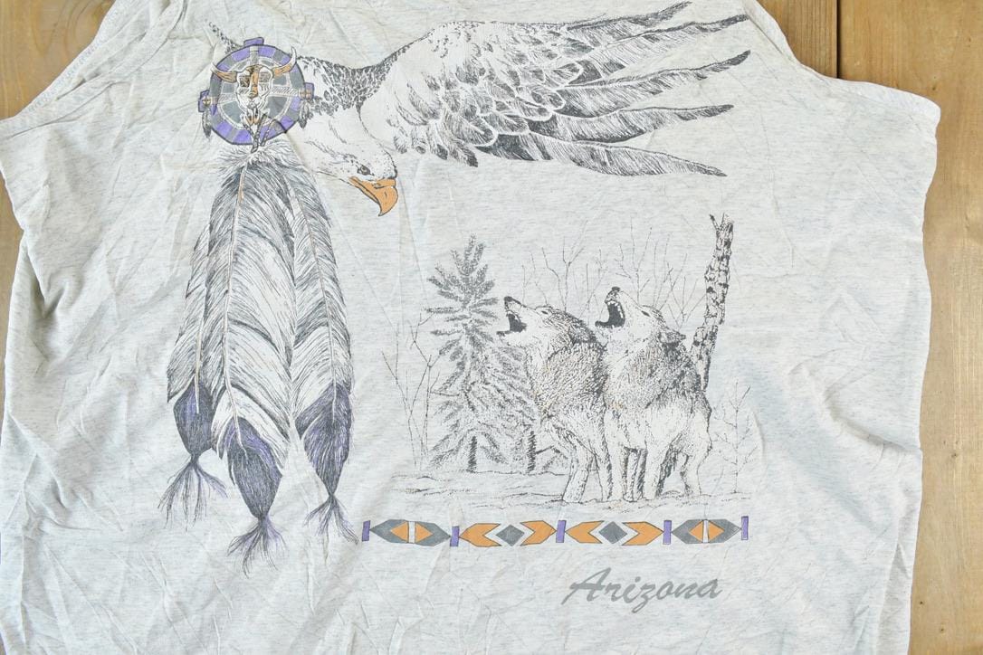 Vintage 1990s Arizona Wolf And Eagle Outdoors Tank Top Men's XL from propervintagecanada