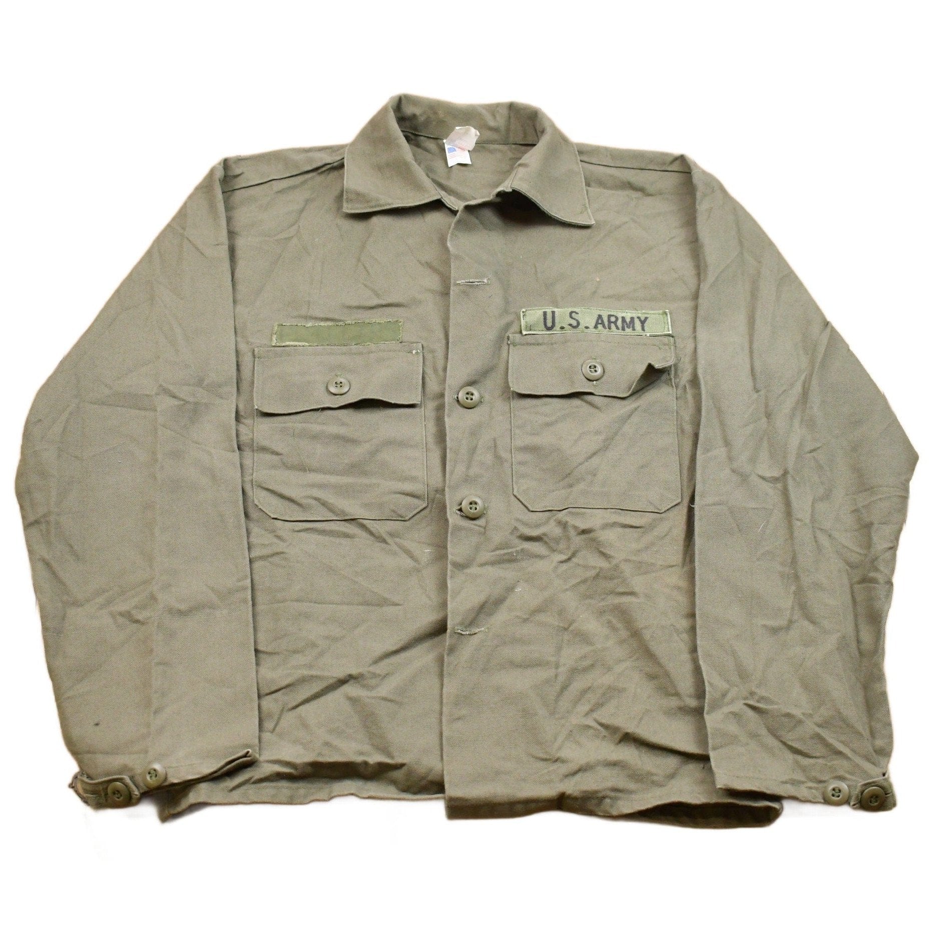 Vintage 1990s Army Button Up Shirt Men's Small from propervintagecanada