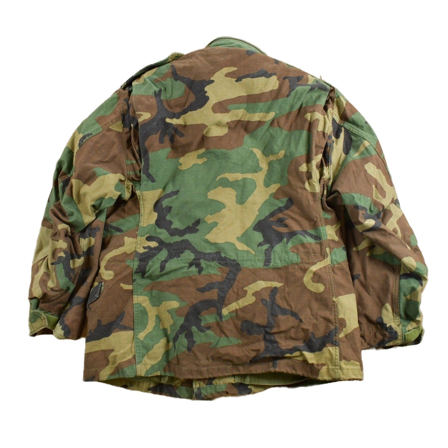 Vintage 1990s Army Woodland Camo Military Field Jacket Men's Large from propervintagecanada