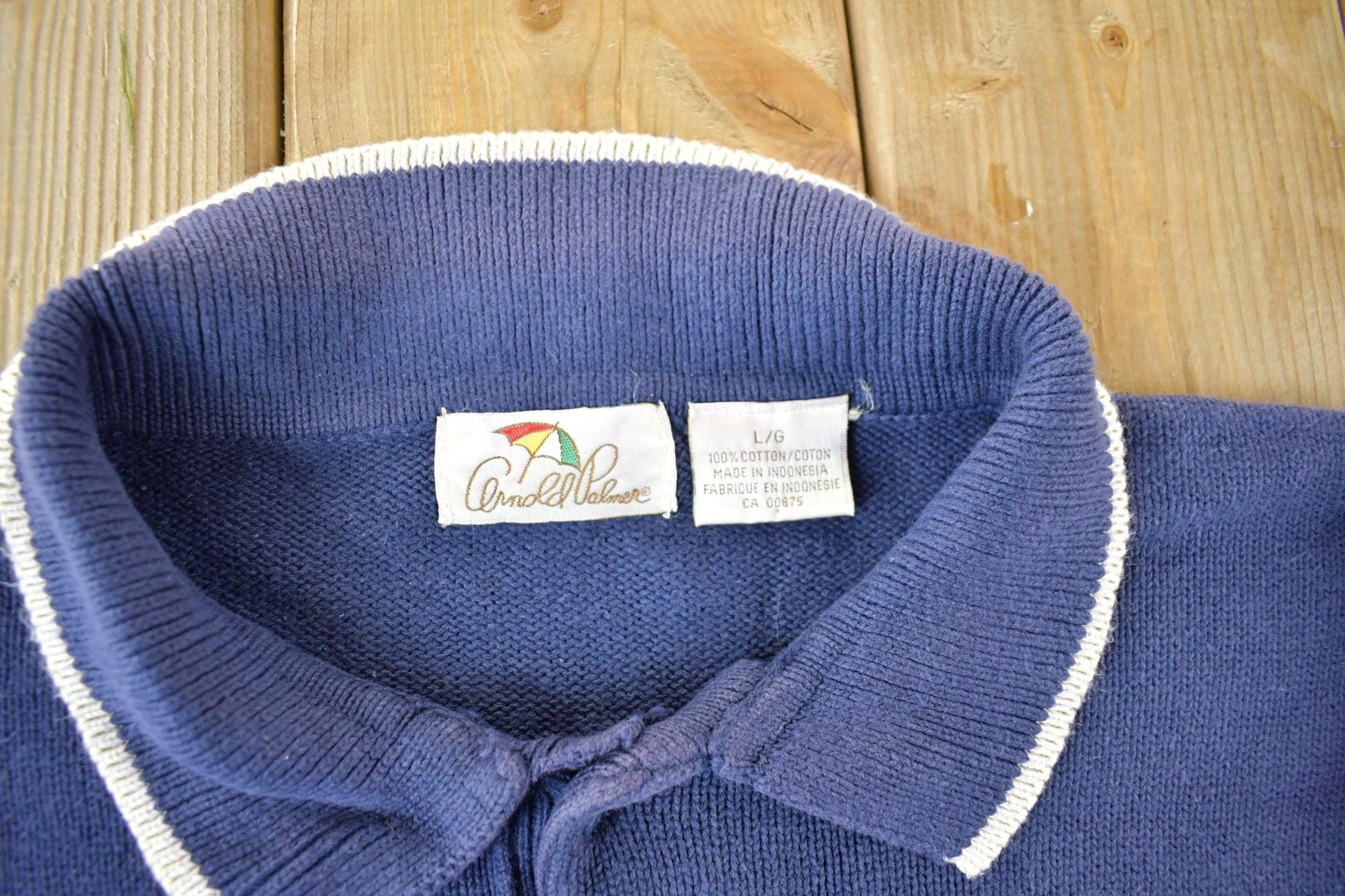 Vintage 1990s Arnold Palmer Golf Knit Collared Sweater Men's Large from propervintagecanada