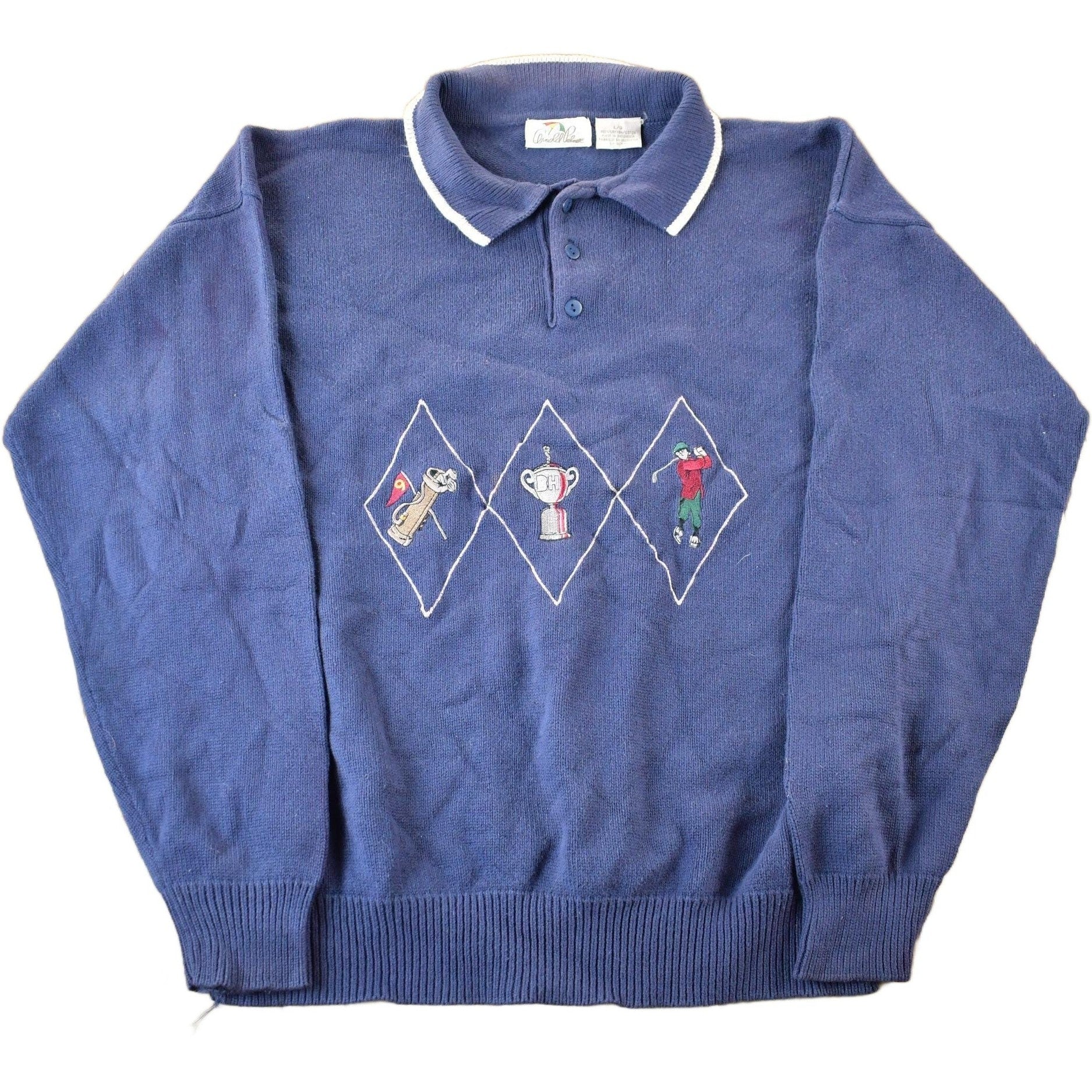 Vintage 1990s Arnold Palmer Golf Knit Collared Sweater Men's Large from propervintagecanada