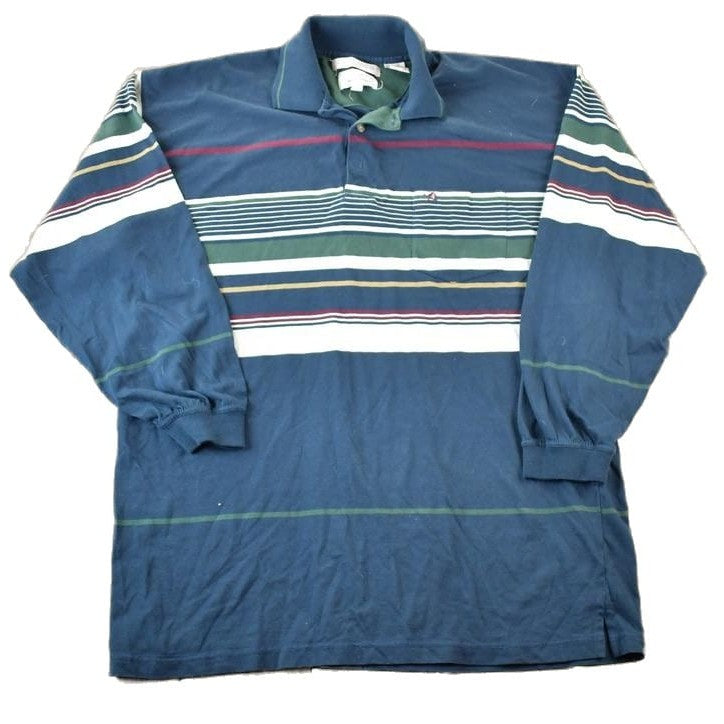 Vintage 1990s Arnold Palmer Striped Button Up Sweatshirt Made In USA Men's XL from propervintagecanada