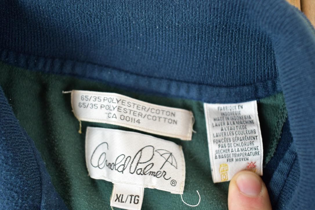 Vintage 1990s Arnold Palmer Striped Button Up Sweatshirt Made In USA Men's XL from propervintagecanada