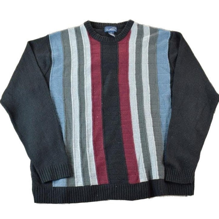 Vintage 1990s Arnold Palmer Striped Knit Crewneck Sweater Men's XL from propervintagecanada