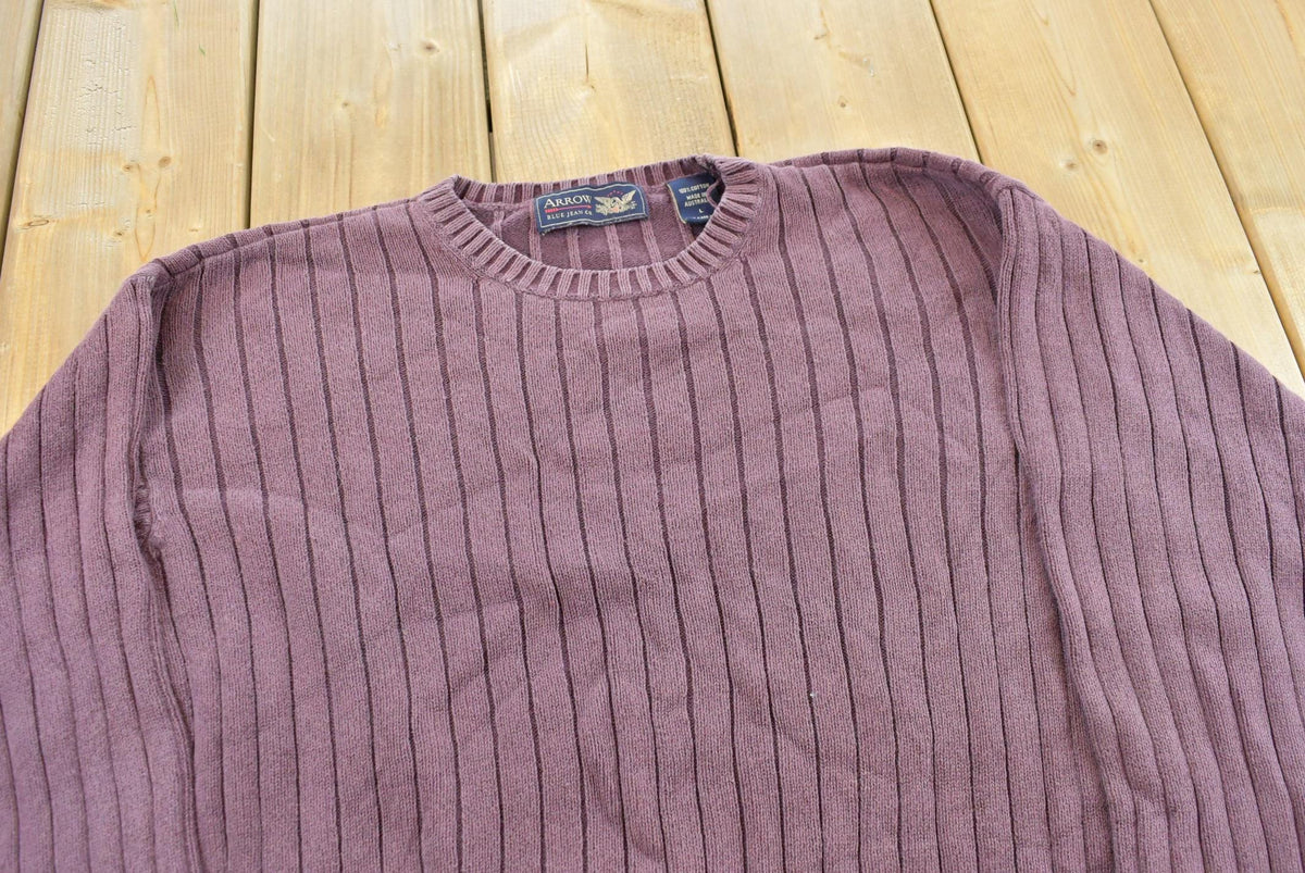 Vintage 1990s Arrow Cable Knit Cotton Sweater Men's M from propervintagecanada