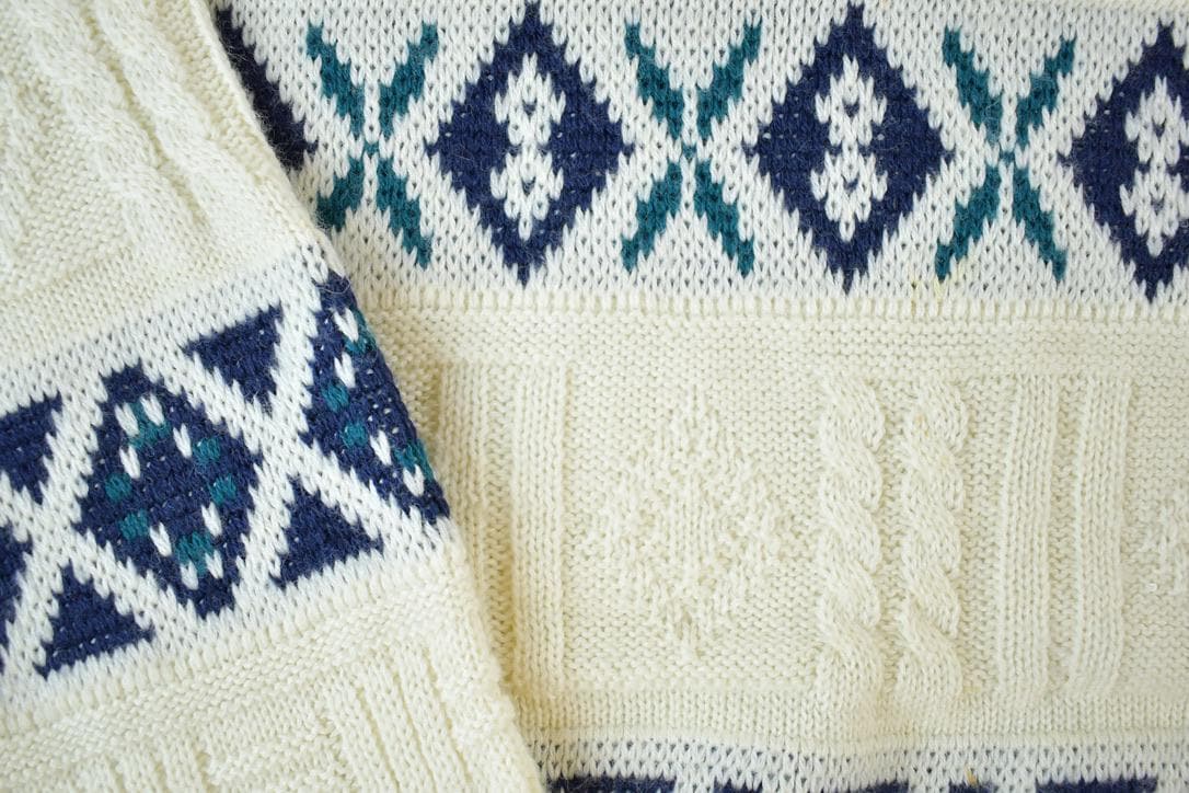 Vintage 1990s Arrow Sport Knit Abstract Pattern Crewneck Sweater Men's Large from propervintagecanada