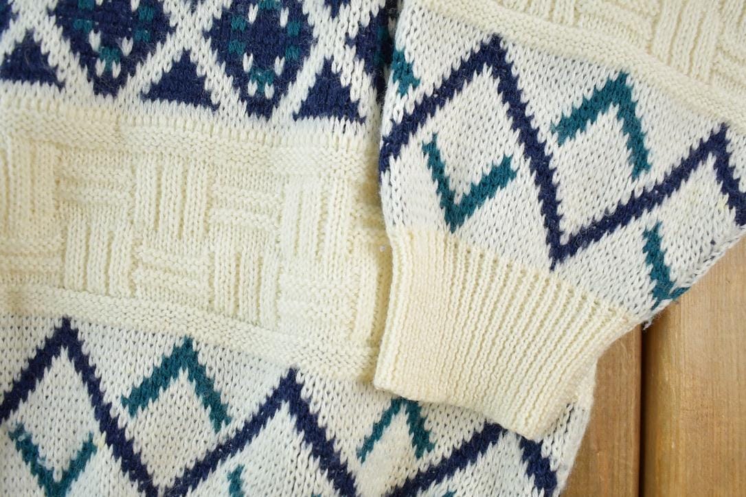 Vintage 1990s Arrow Sport Knit Abstract Pattern Crewneck Sweater Men's Large from propervintagecanada