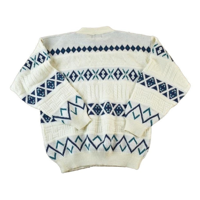 Vintage 1990s Arrow Sport Knit Abstract Pattern Crewneck Sweater Men's Large from propervintagecanada