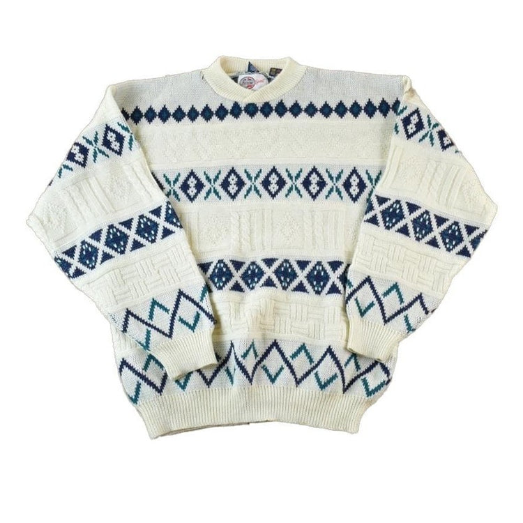 Vintage 1990s Arrow Sport Knit Abstract Pattern Crewneck Sweater Men's Large from propervintagecanada