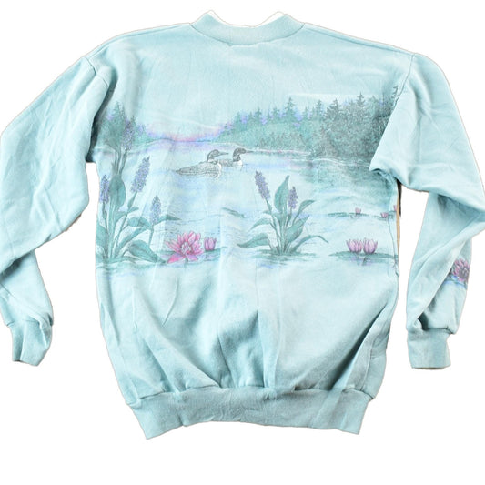 Vintage 1990s Art Unlimeted Loon AOP Outdoorsman Crewneck Sweatshirt Womens M from propervintagecanada