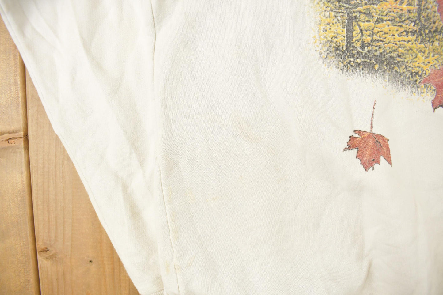 Vintage 1990s Art Unlimited Autumn Leaves All Over Print Landscape Henley Sweatshirt Men's XL from propervintagecanada