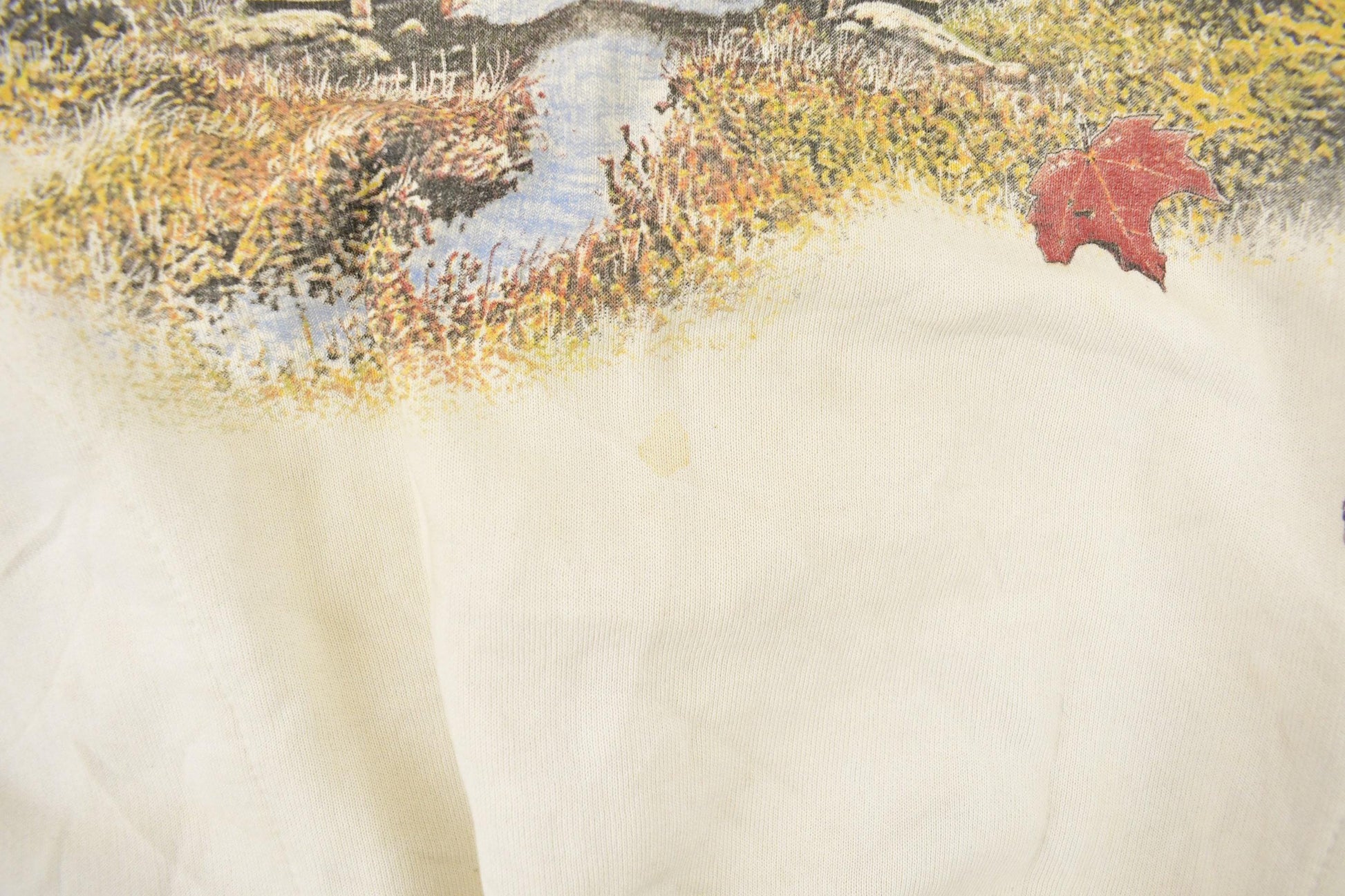 Vintage 1990s Art Unlimited Autumn Leaves All Over Print Landscape Henley Sweatshirt Men's XL from propervintagecanada