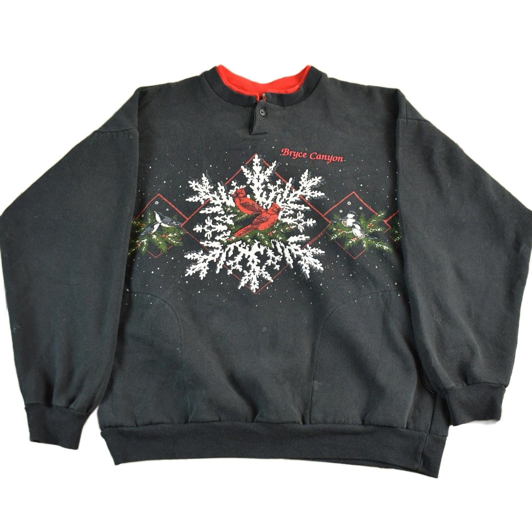 Vintage 1990s Art Unlimited Double Collar Henley Bird Graphic Sweatshirt Women's Large from propervintagecanada