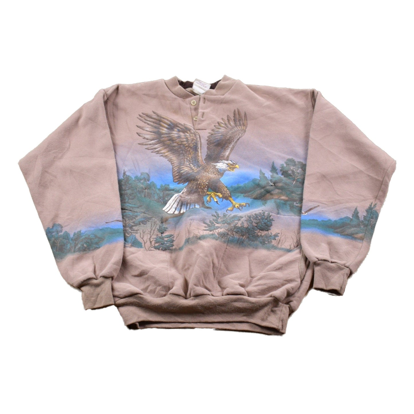 Vintage 1990s Art Unlimited Eagle All Over Print Double Collar Sweatshirt Men's 2XL from propervintagecanada
