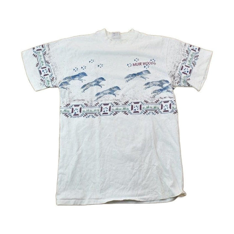 Vintage 1990s Art Unlimited Muir Woods Wolf Theme Graphic T-Shirt Men's Medium from propervintagecanada
