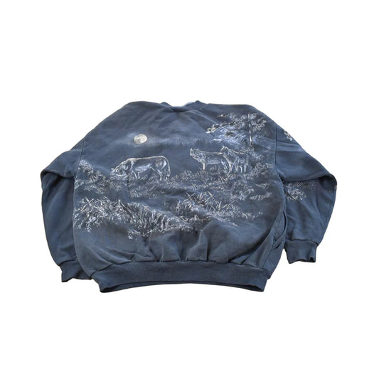 Vintage 1990s Art Unlimited Wolf Henley Sweatshirt Men's XL from propervintagecanada