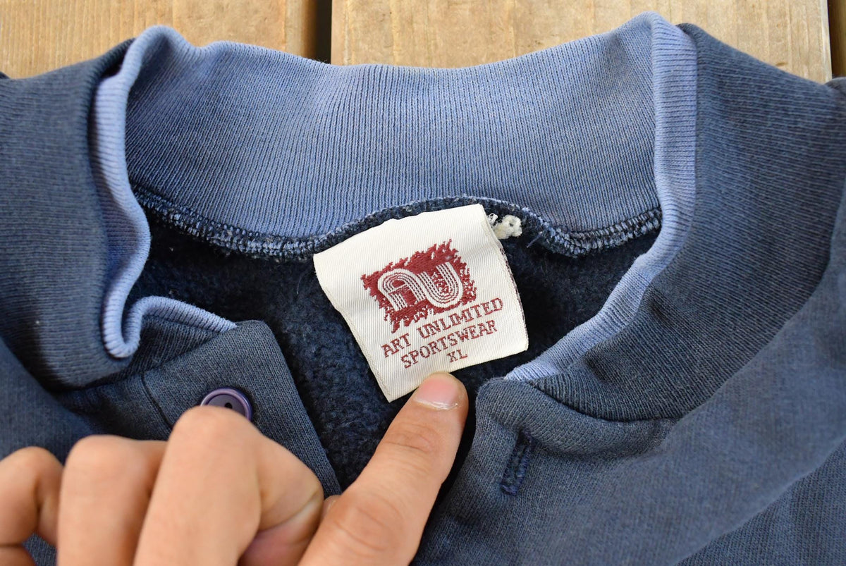 Vintage 1990s Art Unlimited Wolf Henley Sweatshirt Men's XL from propervintagecanada