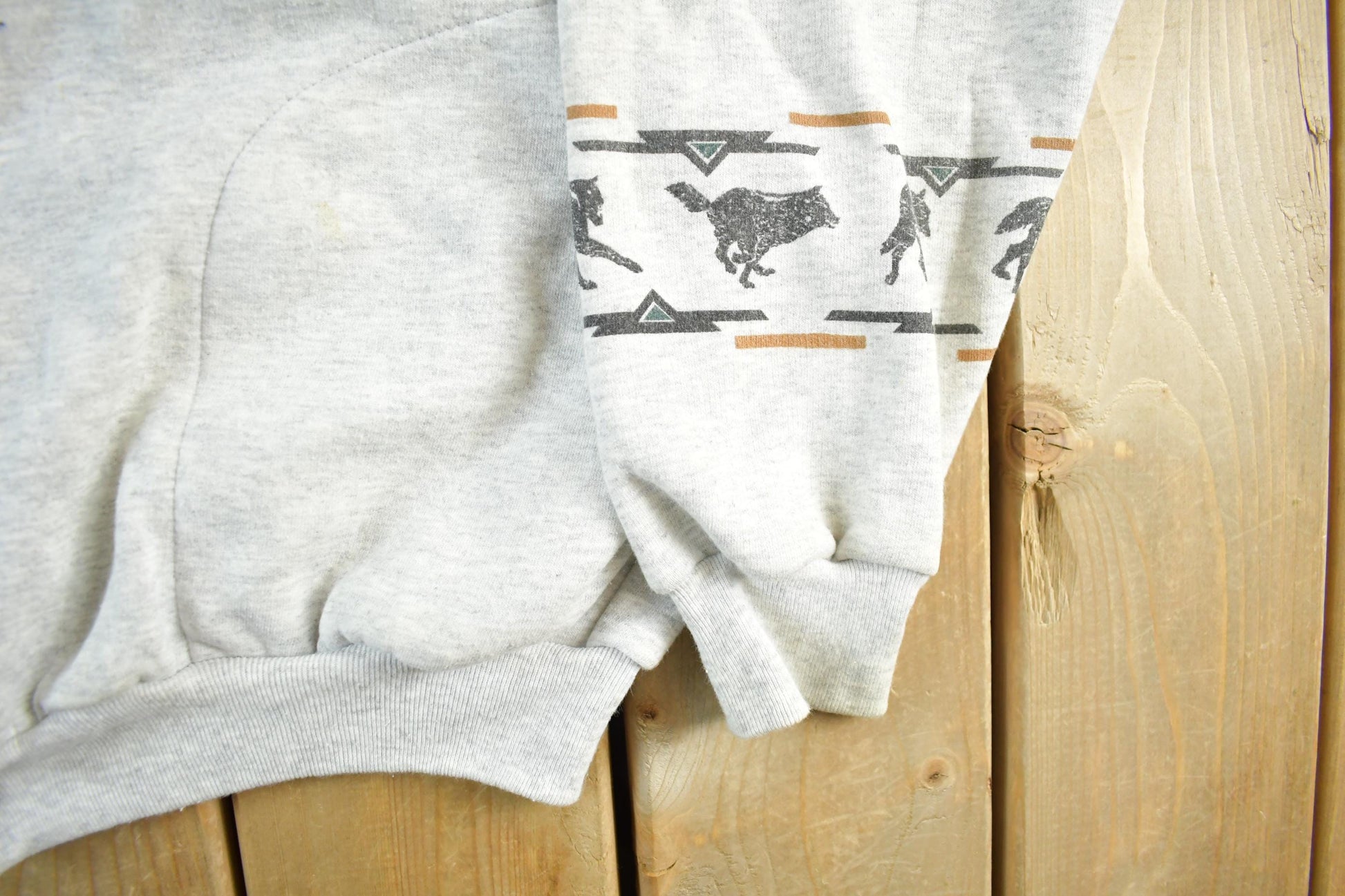 Vintage 1990s Art Unlimited Wolf Nature Cardigan Sweater Men's M from propervintagecanada