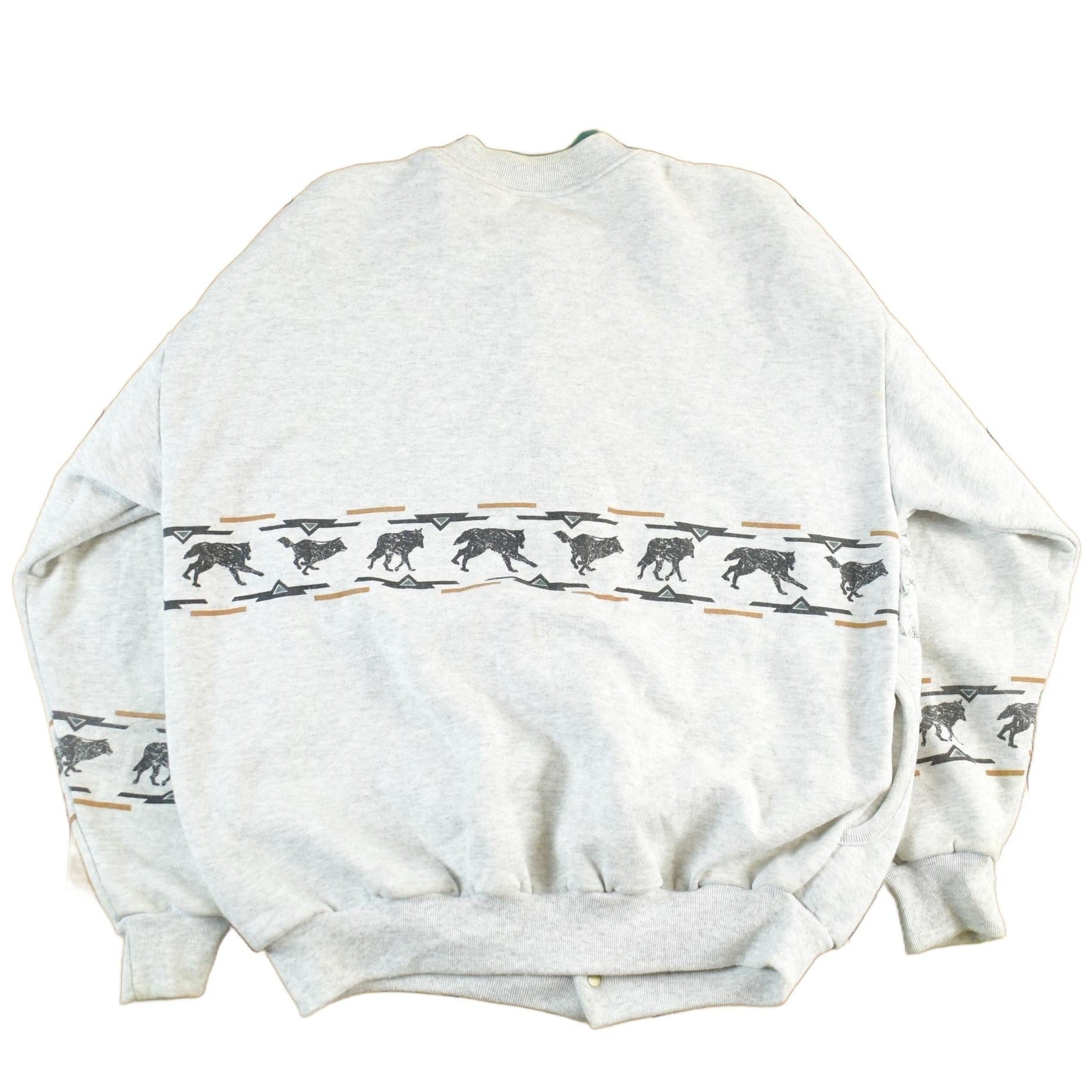 Vintage 1990s Art Unlimited Wolf Nature Cardigan Sweater Men's M from propervintagecanada