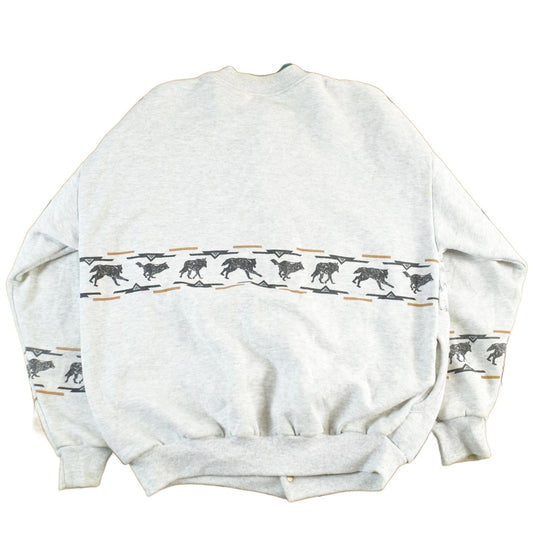 Vintage 1990s Art Unlimited Wolf Nature Cardigan Sweater Men's M from propervintagecanada