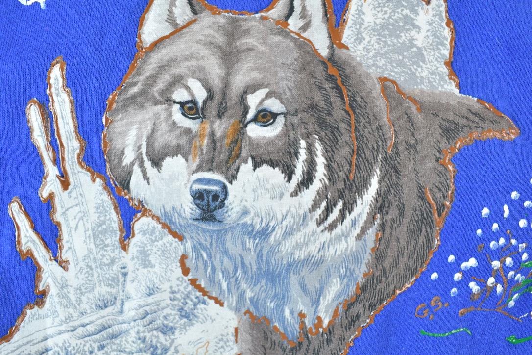 Vintage 1990s Art Wolf Outdoorsman Crewneck Sweatshirt Men's Large from propervintagecanada