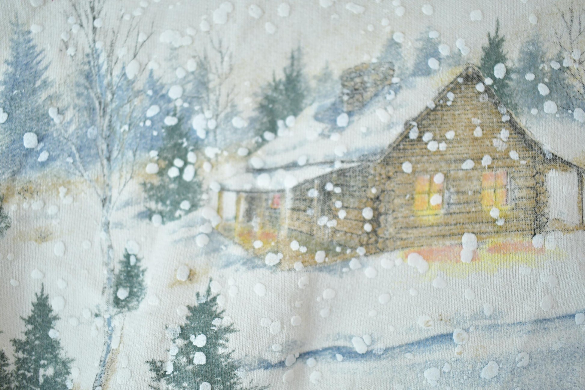 Vintage 1990s Artisans All Over Print Winter Theme Button Up Crewneck Men's XL from propervintagecanada