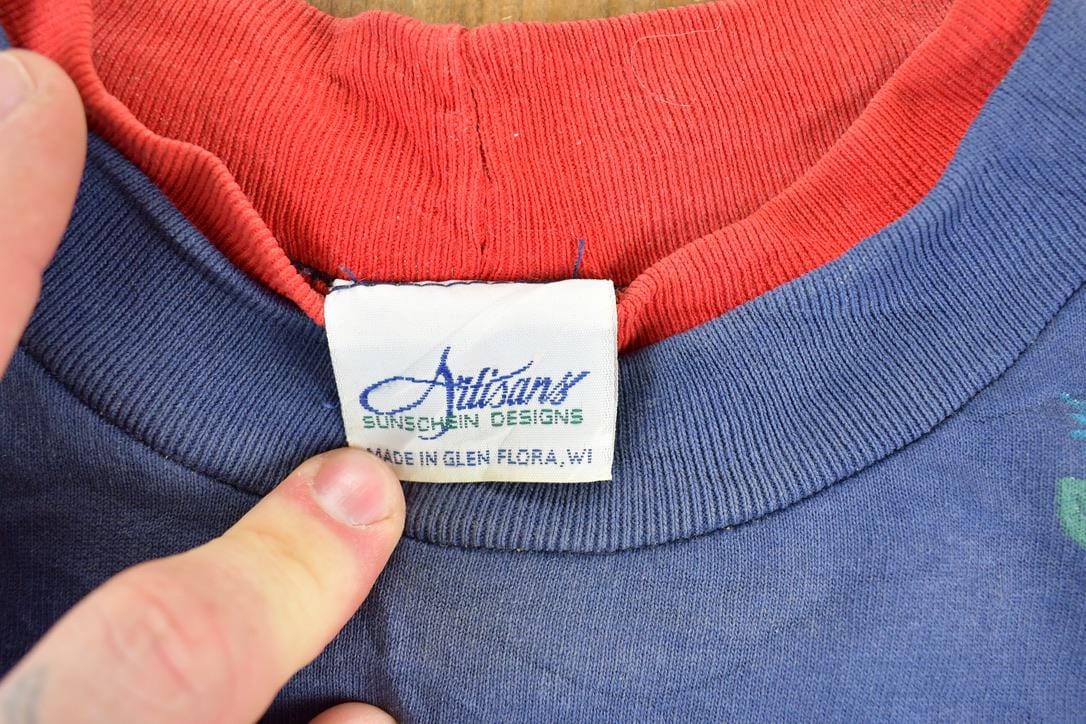 Vintage 1990s Artisans AOP Cardinal Double Collar Souvenir Crewneck Sweatshirt Made In USA Men's XL from propervintagecanada