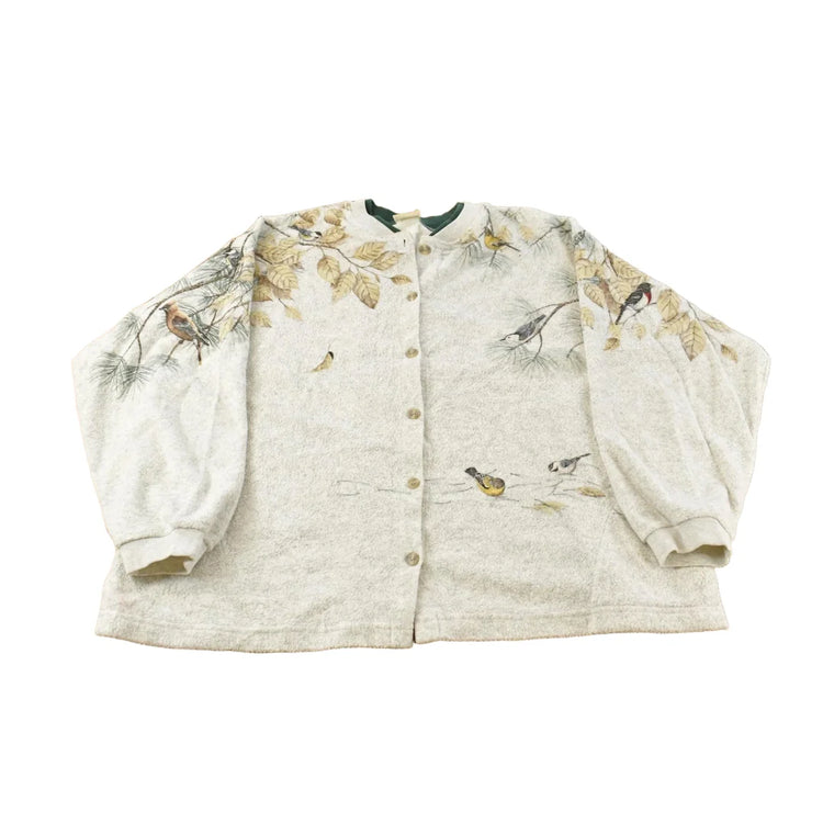 Vintage 1990s Artisans Autumn Theme Cardigan Sweatshirt Women's 3XL from propervintagecanada