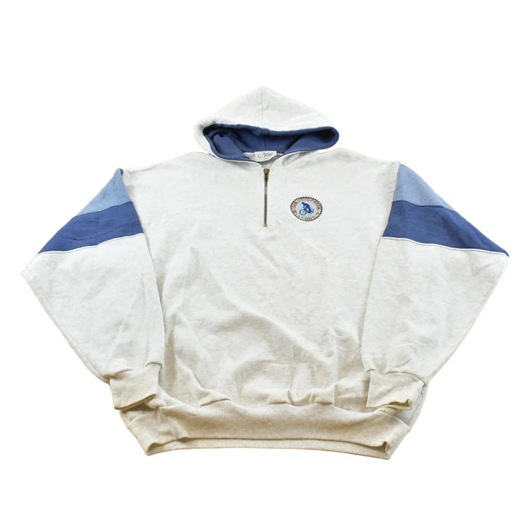 Vintage 1990s Artisans Elroy-Sparta Wisconsin Souvenir Quarter Zip Embroidered Hoodie Sweatshirt Mens XL from propervintagecanada