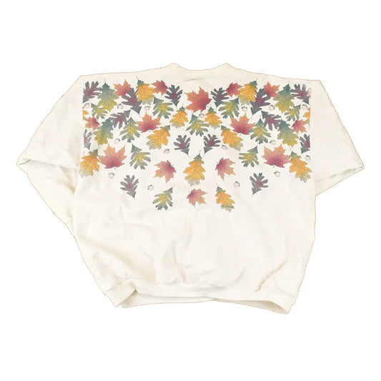 Vintage 1990s Artisans Fall AOP Graphic Print Button Up Crewneck Sweatshirt Women's XL from propervintagecanada