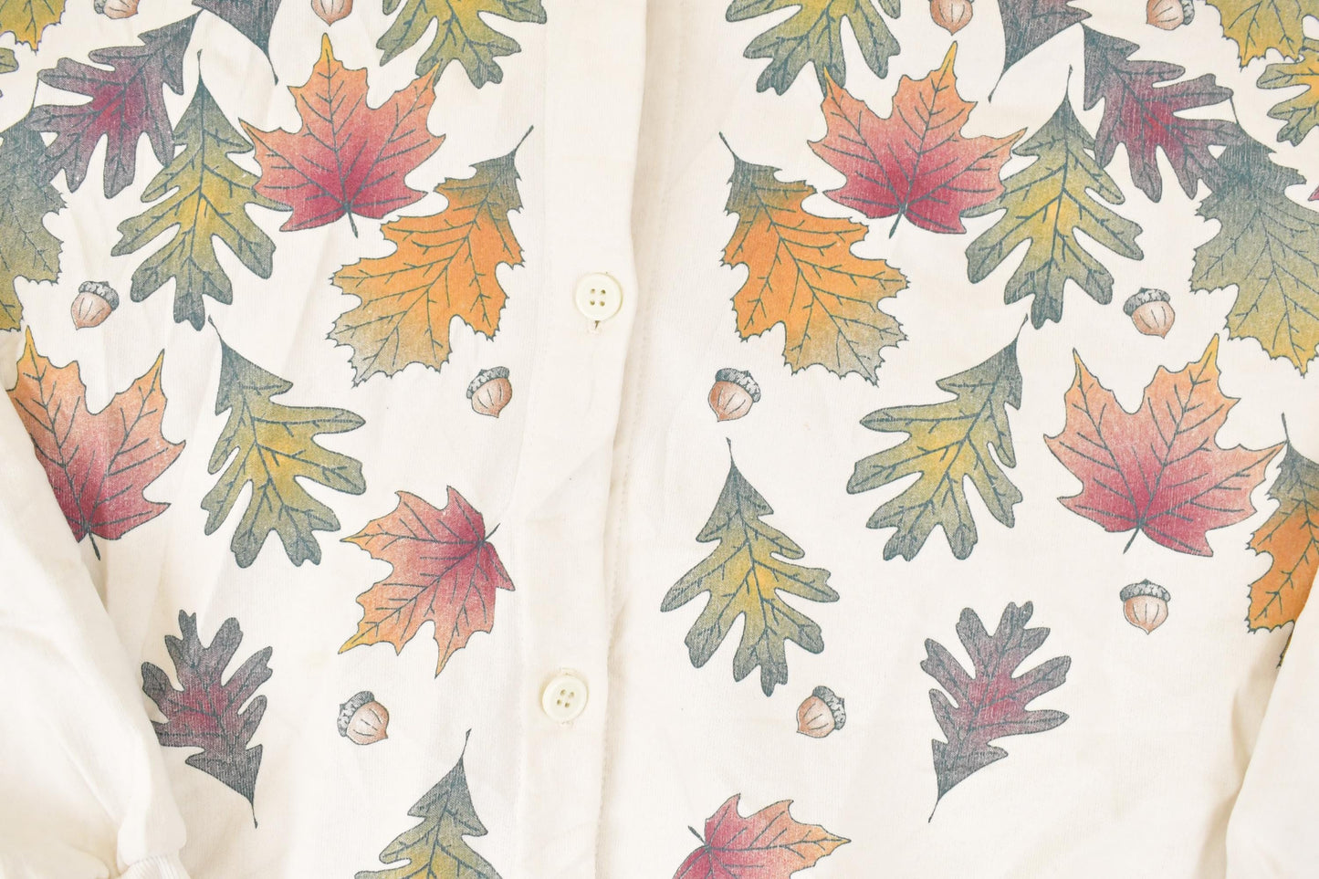 Vintage 1990s Artisans Fall AOP Graphic Print Button Up Crewneck Sweatshirt Women's XL from propervintagecanada