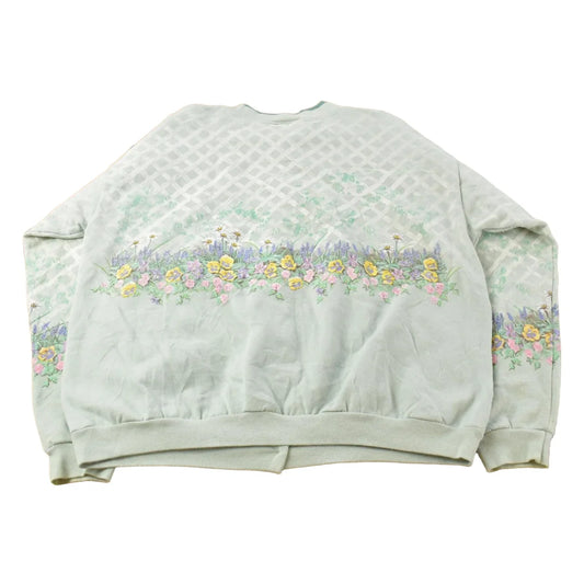 Vintage 1990s Artisans Floral Cardigan Sweatshirt Women's L from propervintagecanada