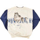 Vintage 1990s Artisans Large Wolf Graphic Print Button Up AOP Crewneck Sweatshirt Mens L from propervintagecanada