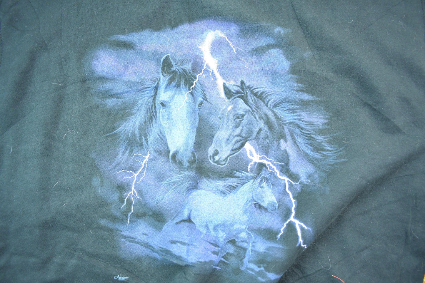 Vintage 1990s Artisans Lightning Horses Crewneck Men's Small from propervintagecanada