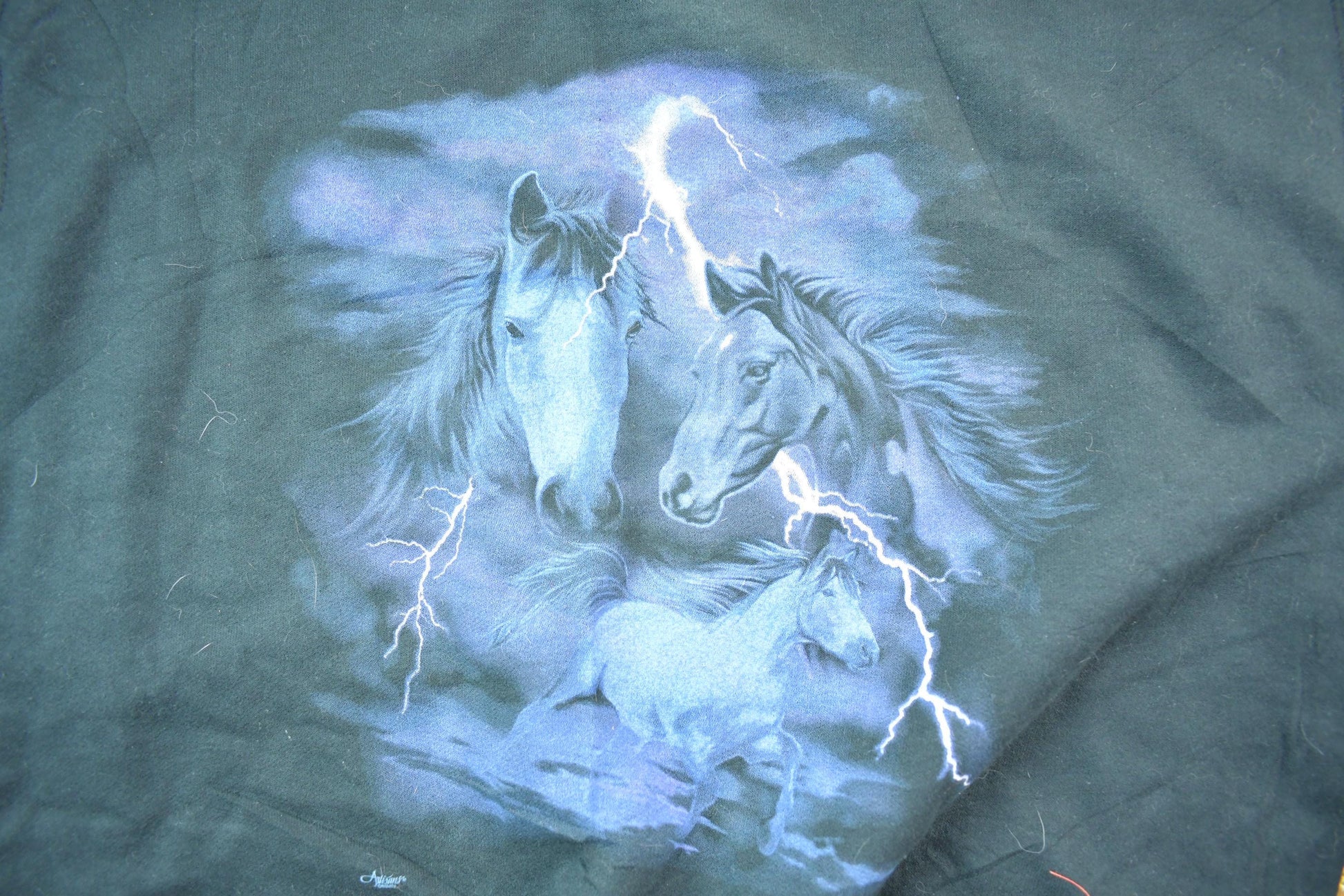 Vintage 1990s Artisans Lightning Horses Crewneck Men's Small from propervintagecanada