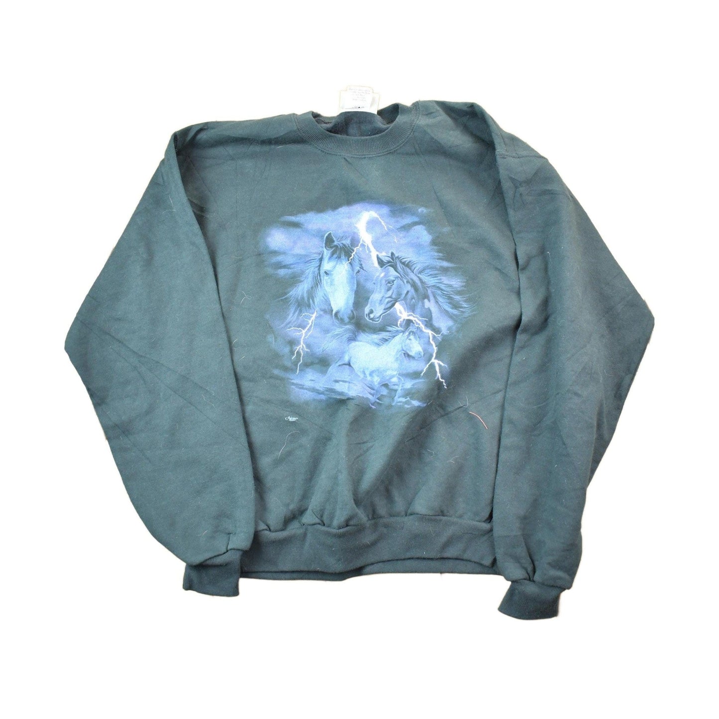 Vintage 1990s Artisans Lightning Horses Crewneck Men's Small from propervintagecanada