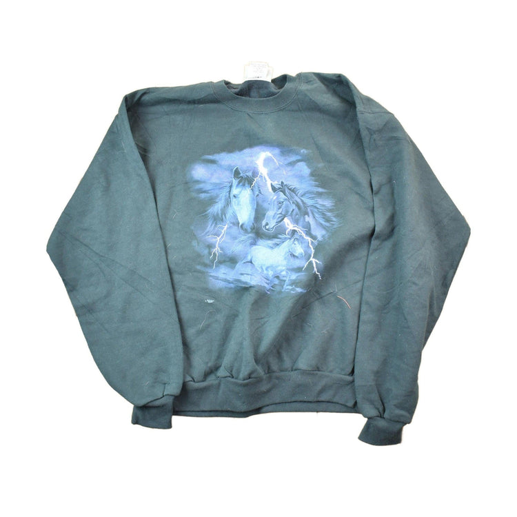 Vintage 1990s Artisans Lightning Horses Crewneck Men's Small from propervintagecanada