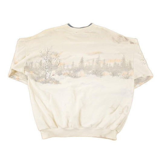 Vintage 1990s Artisans Winter Theme AOP Double Collar Crewneck Sweatshirt Men's L from propervintagecanada