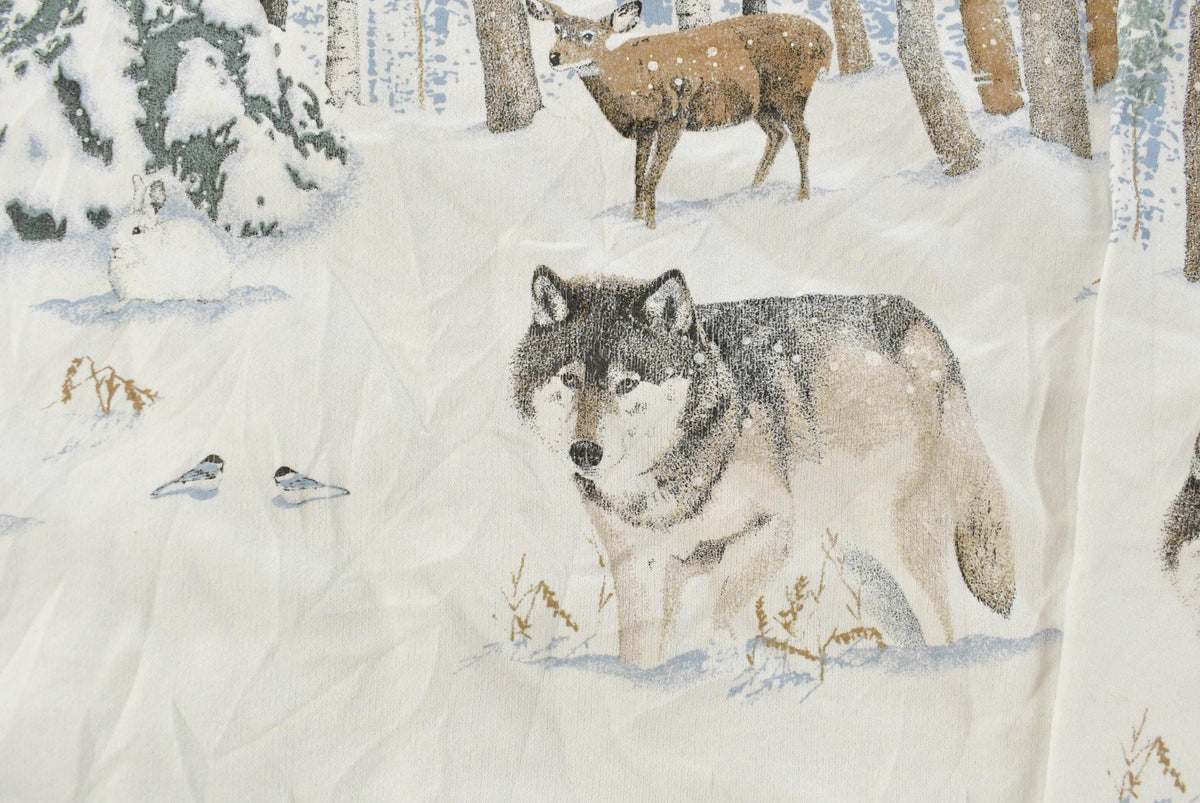 Vintage 1990s Artisans Winter Wolf Graphic Print AOP Crewneck Sweatshirt Mens L from propervintagecanada
