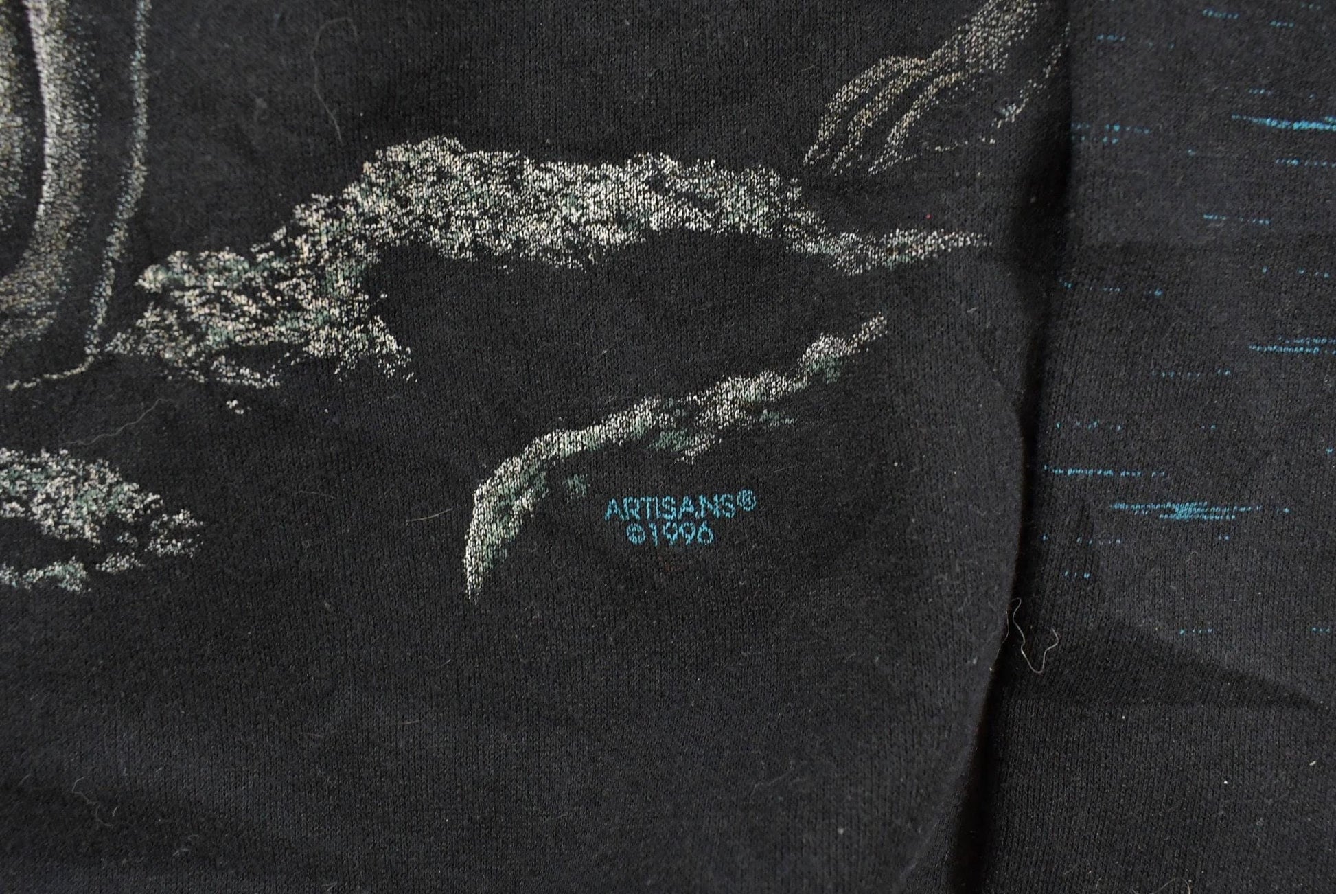 Vintage 1990s Artisans Wolf Graphic Henley Crewneck Sweatshirt Mens Large from propervintagecanada