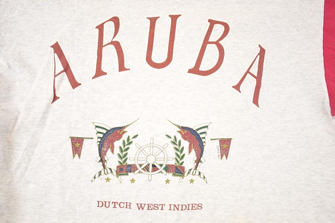 Vintage 1990s Aruba Souvenir Dutch West Indies T-Shirt Men's M from propervintagecanada