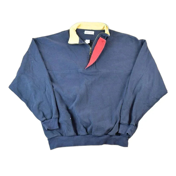 Vintage 1990s Ash City Quarter Button Crewneck Sweatshirt Men's XL from propervintagecanada