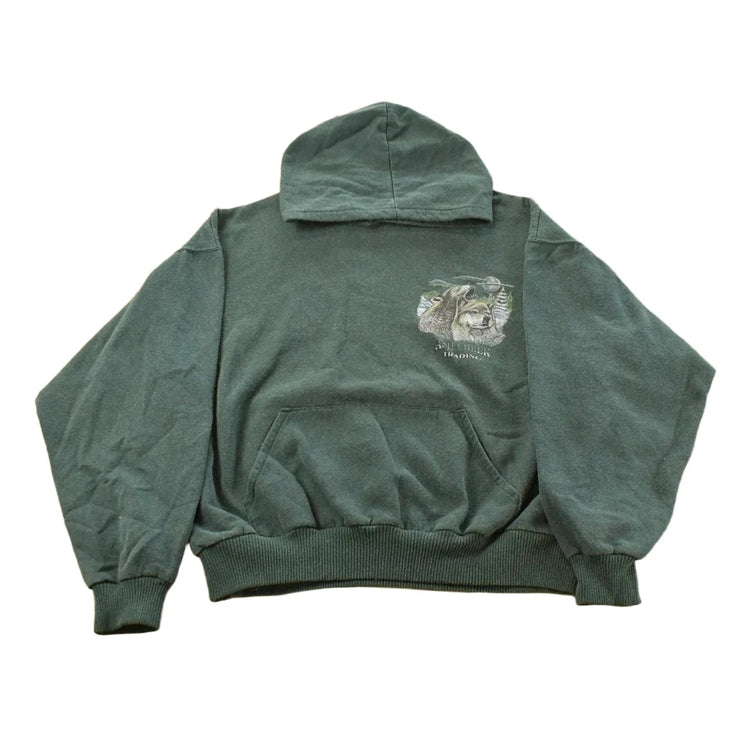 Vintage 1990s Ash Creek Graphic Wolf Hoodie Sweatshirt Men's Medium from propervintagecanada