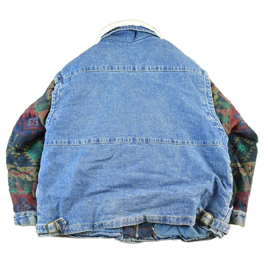 Vintage 1990s Ash Creek Trading Co Aztec Western Denim Jean Jacket Women's L from propervintagecanada
