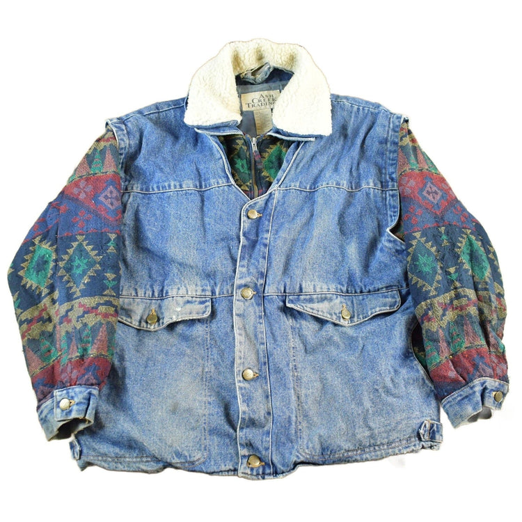 Vintage 1990s Ash Creek Trading Co Aztec Western Denim Jean Jacket Women's L from propervintagecanada