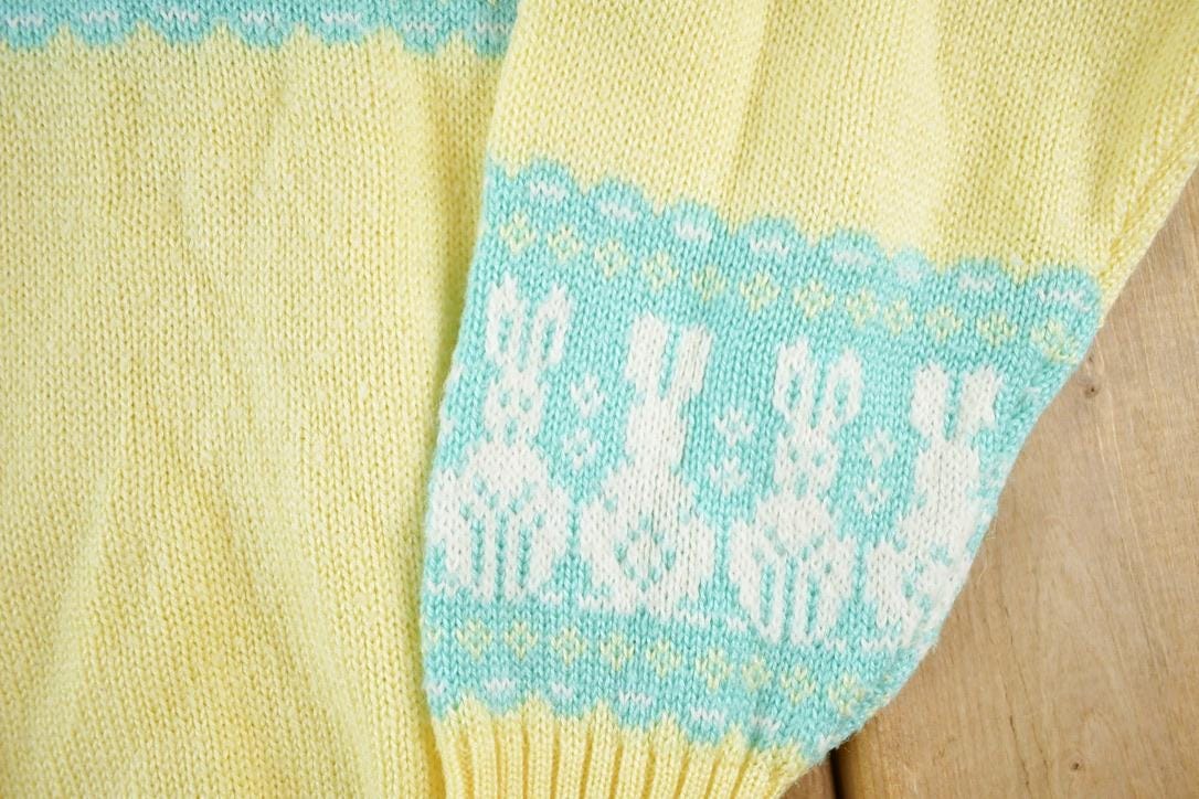 Vintage 1990s Ashley Easter Knit Abstract Pattern Crewneck Sweater Men's Large from propervintagecanada